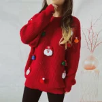 Christmas Sweater Funny Reindeer Printed Christmas Sweat Women Winter Xmas Sweaters Jumpers Knitwear Tops