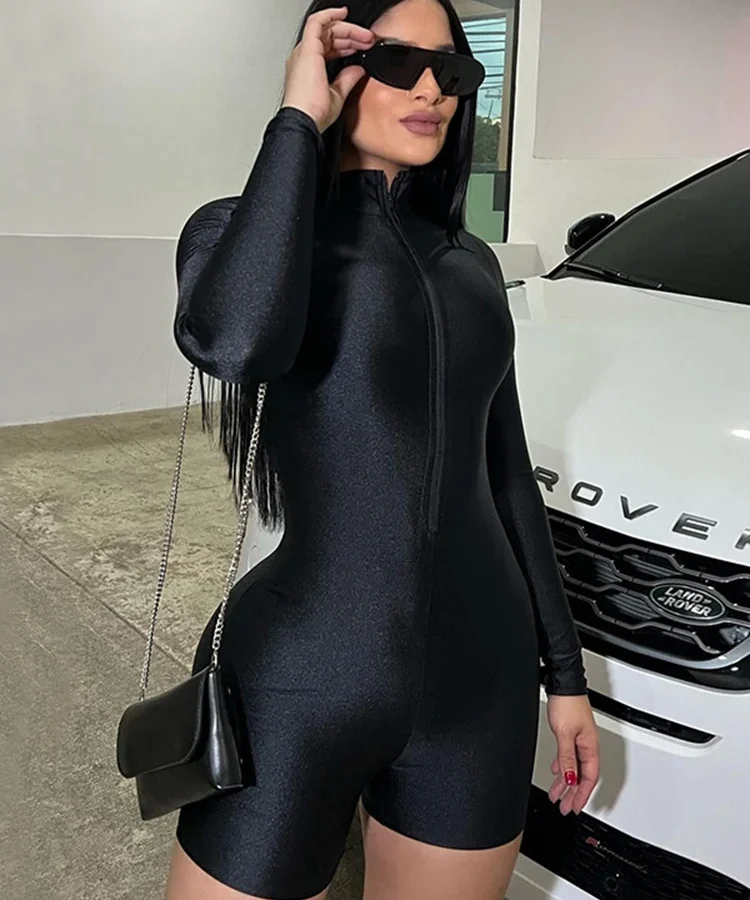 Long Sleeve Midrise Zip Leotard