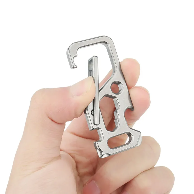 High Quality Outdoor EDC Titanium Alloy Buckle Small Tool Keychain - Image 3