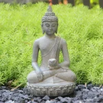 Solar Powered Zen Buddha Statue with Light - Resin Garden Entryway Decor, Outdoor Ornament - Image 4