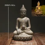 Solar Powered Zen Buddha Statue with Light - Resin Garden Entryway Decor, Outdoor Ornament - Image 2