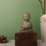 Small Zen Buddha small statue candlestick decorative lamp antique porch bedroom home little monk - Image 3