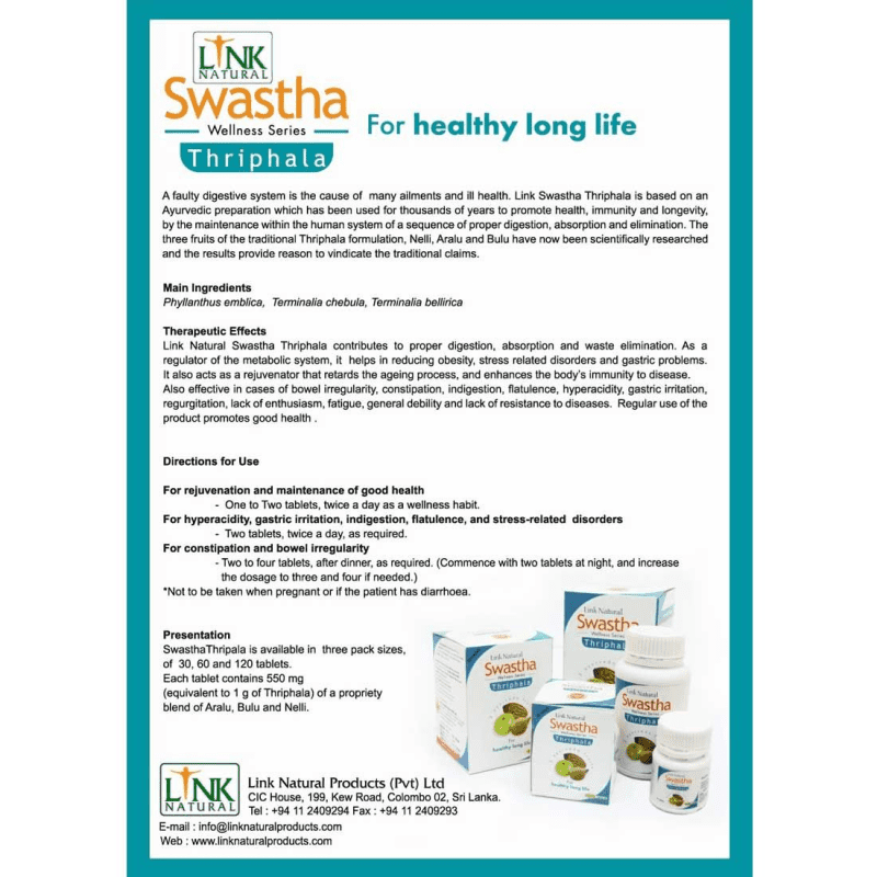 Swastha Thriphala Capsules , Link Natural, 120 Caps  - Clinically Proven - Image 4